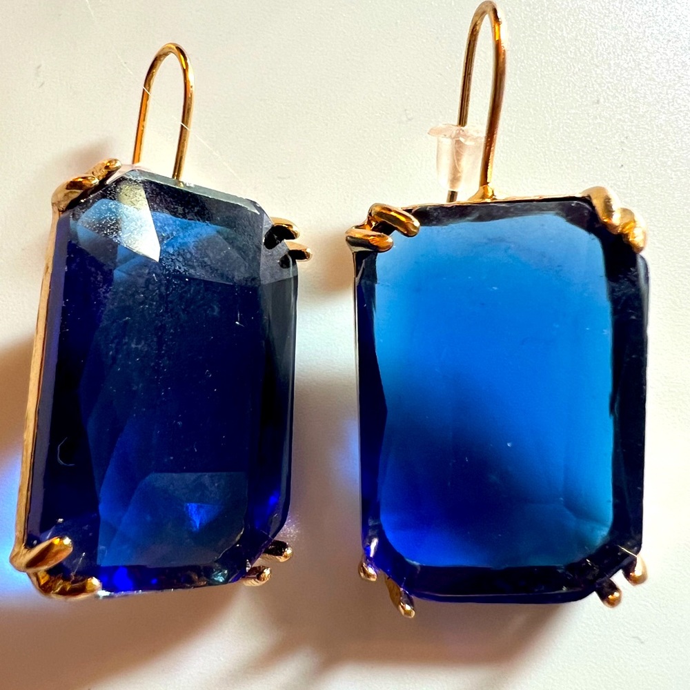 Navy Blue Pendant Drop Earrings